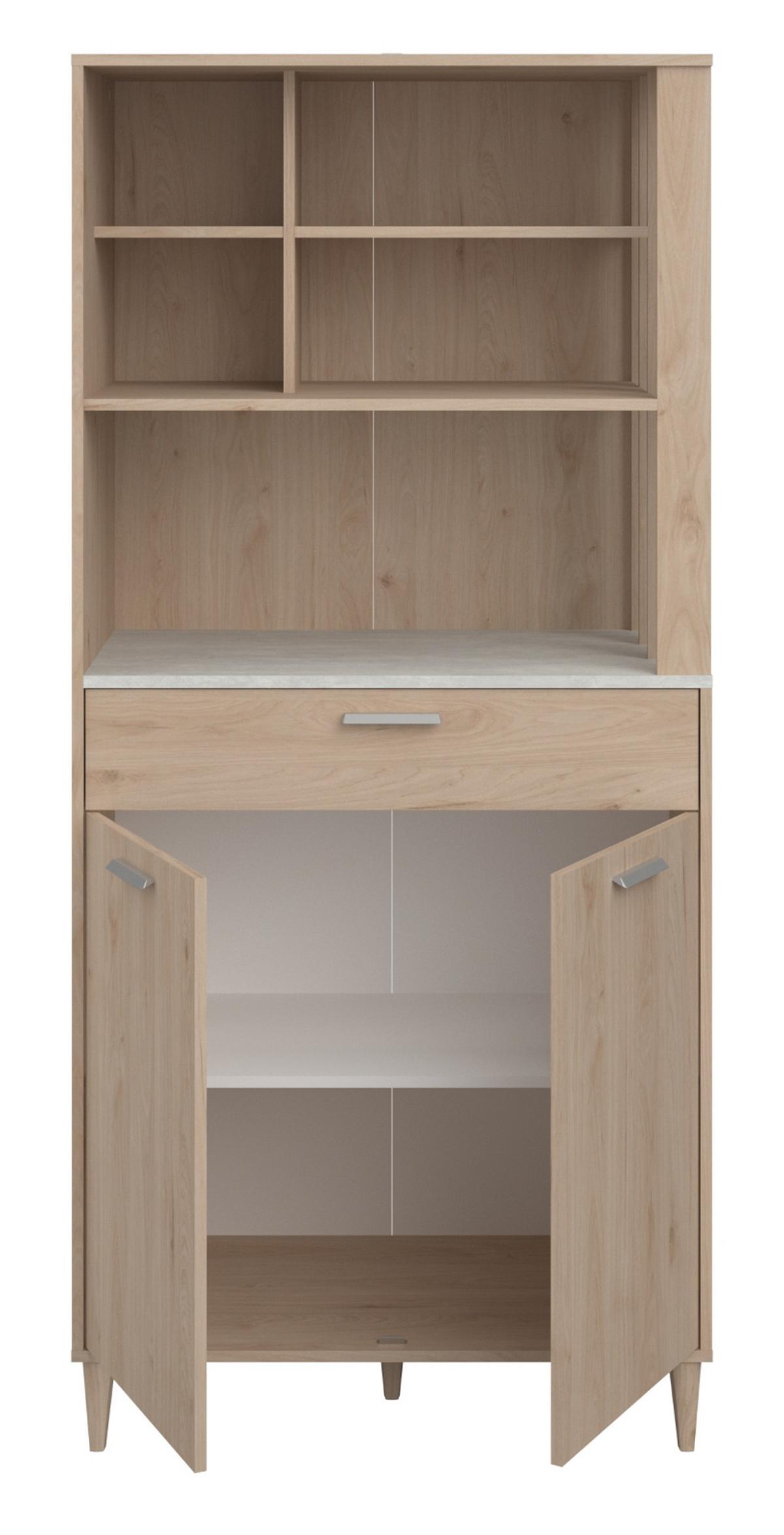 BUFFET Küche Eiche, grau 84 cm Buffetschrank mit viel Stauraum - Eichefarben/Grau, Holzwerkstoff (84/182/41cm) - Parisot Meuble