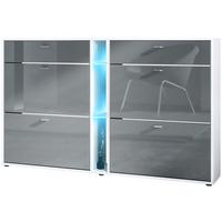 SCHUHSCHRANK Today Fronten in Grau Hochglanz - Grau, Holzwerkstoff (155.5/95/28cm) - Vladon