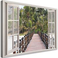 WANDBILD fensterblick tropische natur palmen - Grün, Textil (60/40cm) - Feeby