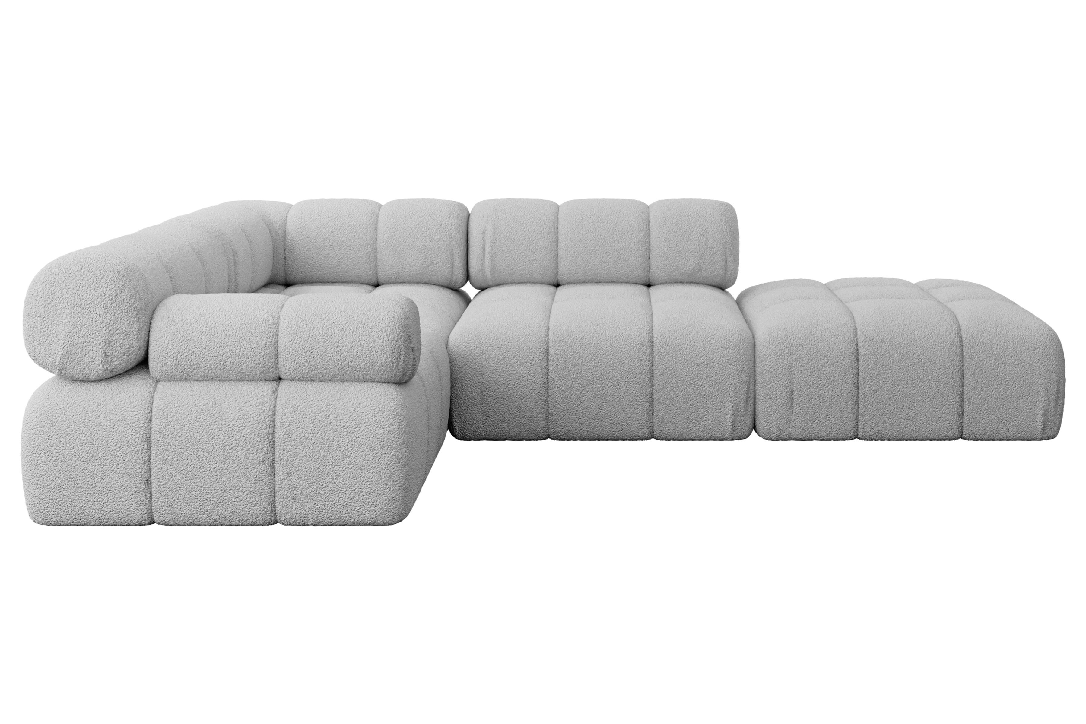 ECKSOFA modulares Sofa Felto-L1 - 285x190x70 cm Hellgrau Bouclé - Hellgrau, Holzwerkstoff/Textil (285/190cm) - ALTDECOR