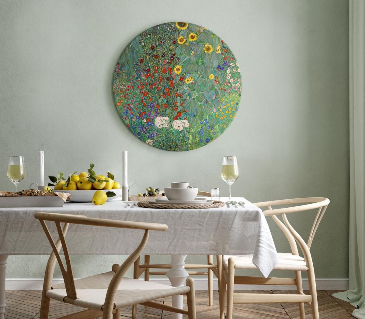 RUNDES BILD Blau 80/80 cm - Blau/Grün, Textil (80/80cm) - KUNSTLOFT