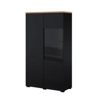 GESCHIRRSCHRANK Liko Schwarz und Holz - Schwarz, Holzwerkstoff (80/140/34.5cm) - Petits-meubles