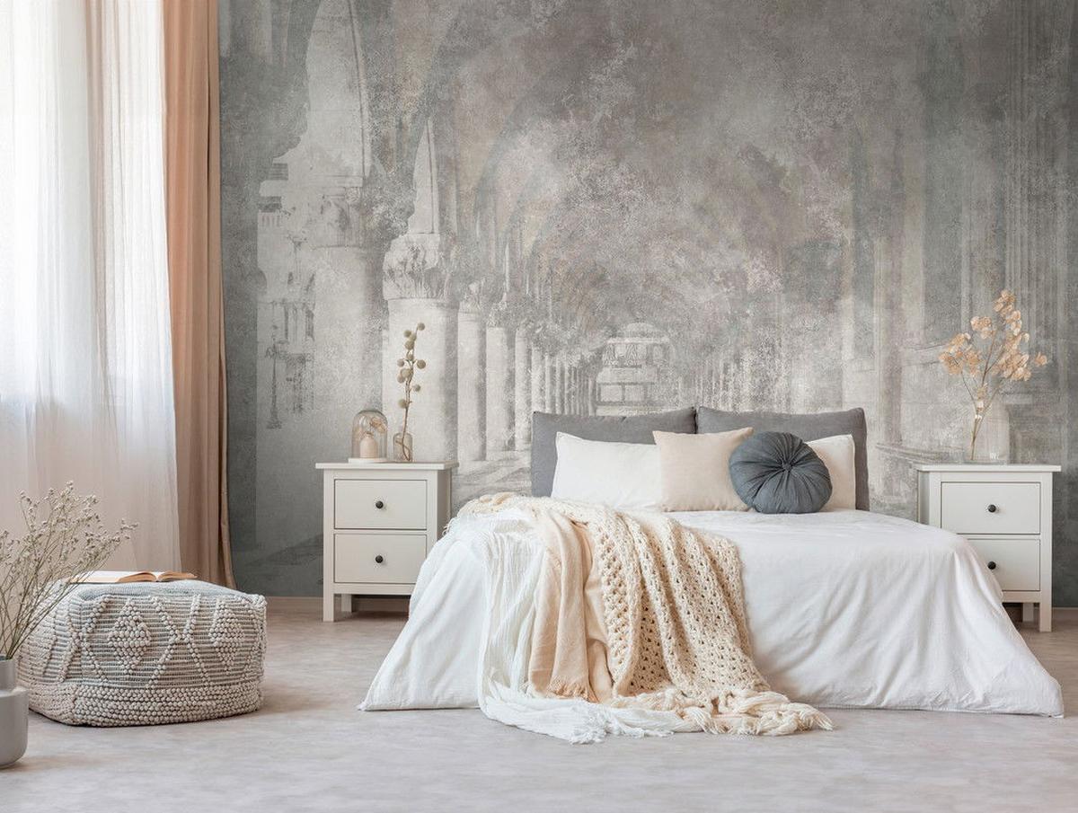 VLIESTAPETE Grau 371/280 cm - Beige/Grau, Textil (371/1cm) - KUNSTLOFT