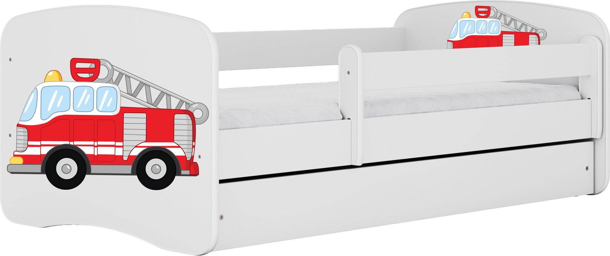 KINDERBETT Emily mit Schublade und Matratze, Weiß 70x140 cm - Rot, Holzwerkstoff (140/70cm) - WFL GROUP