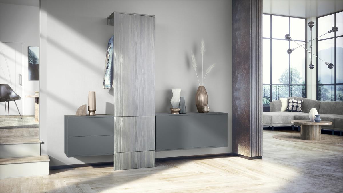 GARDEROBE Carlton Paneel in Avola-Anthrazit - Anthrazit, Holzwerkstoff (209/193/35cm) - Vladon