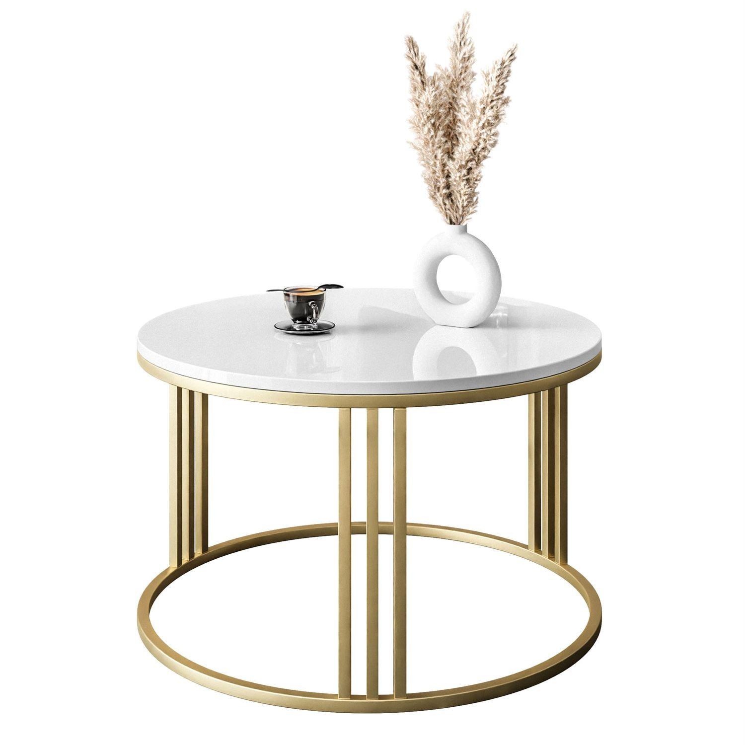 COUCHTISCH LORI GOLD - Goldfarben/Weiß, Holzwerkstoff (70/70/48cm) - Lookway