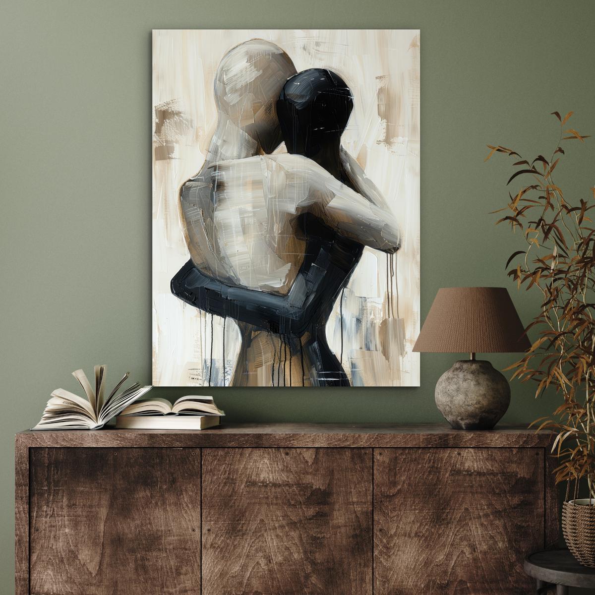 METALLBILD Abstrakt - Liebe - Schwarz und weiß - Modern 60x80 cm - Schwarz, Metall (60/80cm) - MuchoWow