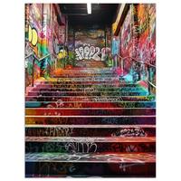 POSTER Treppe - Graffiti - Farben - Kunst Deko Wohnzimmer 60x80 cm - Multicolor, Papier (60/80/0.1cm) - MuchoWow