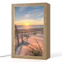 TISCHLEUCHTE Strand - Meer - Düne - Sonnenuntergang - Landschaft 20x30 cm - Creme, Holzwerkstoff (8/20/30cm) - OnlyWow