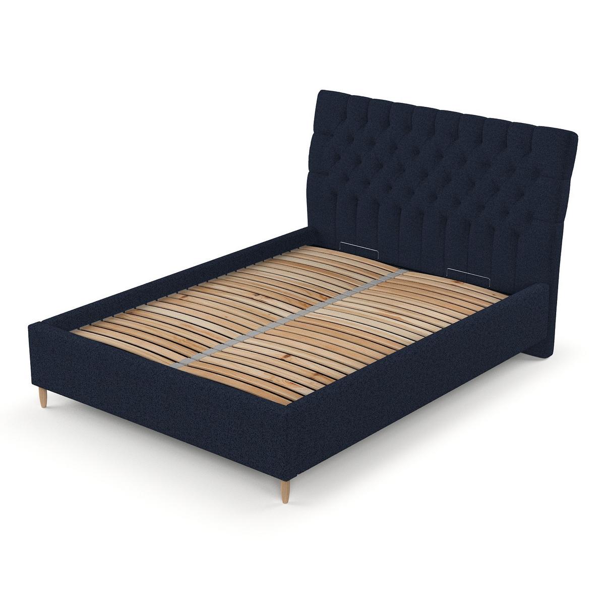 POLSTERBETT Lira 120/200 cm Marineblau im Riva Stoff - Naturfarben/Dunkelblau, Holz/Holzwerkstoff (120/200cm) - AltaBeds