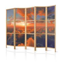 PARAVENT Japanischer 5-tlg 225x172 cm Sonnenaufgang 3D - Multicolor, Holz/Textil (225/172/3cm) - Muralo