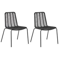 ESSZIMMERSTUHL 2er-Set Rattan Schwarz Taos - Schwarz, Naturmaterialien (56/82/55cm) - Beliani