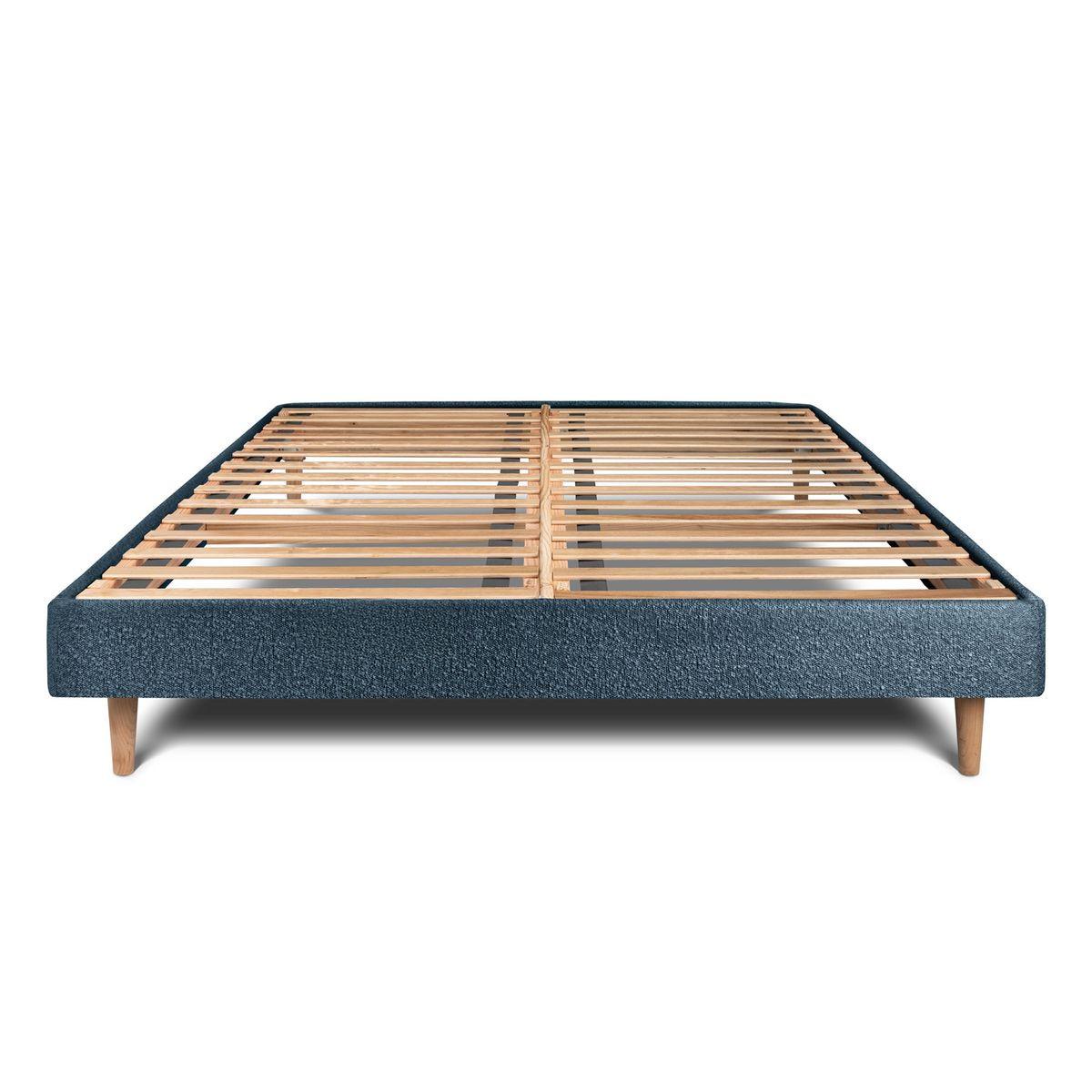 LATTENROST – Bouclé-Stoff– Bausatz zur Selbstmontage - 180x200 cm - Blau/Beige, Karton/Holz (180/200cm) - Sommeil de Plomb