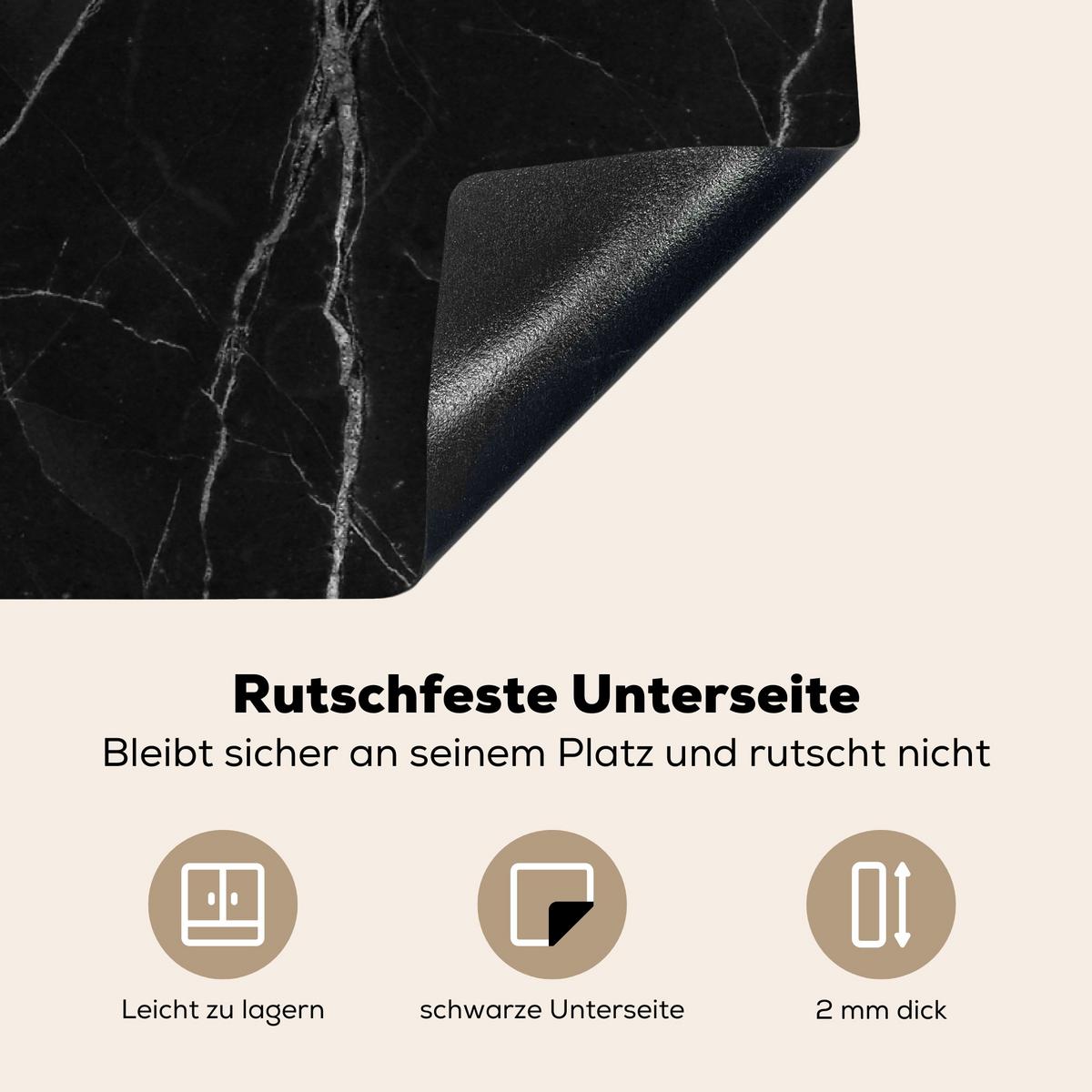 HERDABDECKPLATTE Schwarz - Marmor Induktionsmatte 81x52 cm - Schwarz, Kunststoff (81/52/0.2cm) - MuchoWow