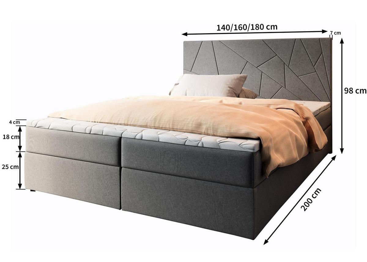 BOXBETT MADO 160x200 cm mit Matratze und Topper - Beige - Beige, Holz (160/200cm) - MASSENO