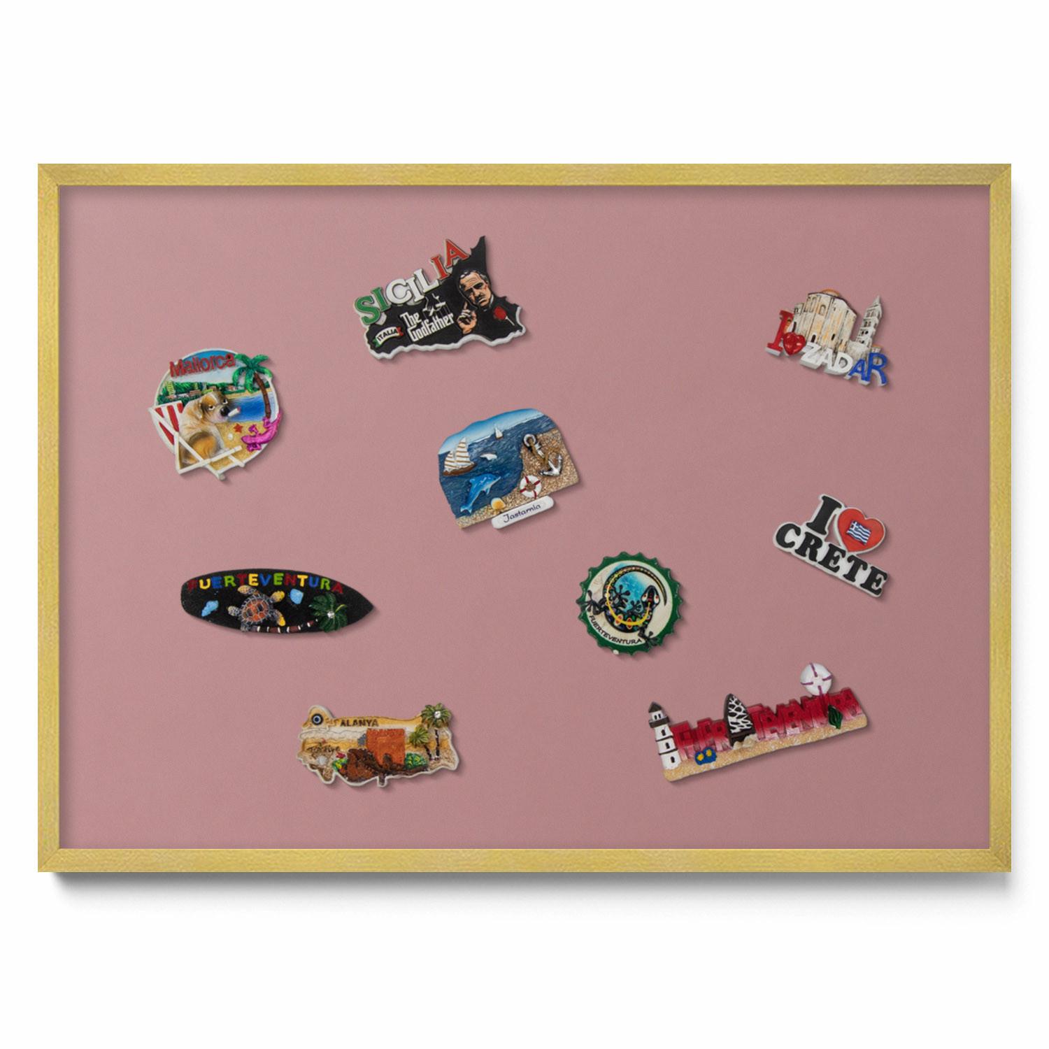 MAGNETTAFEL 70x50 cm Goldener Rahmen Pastellrosa - Hellrosa, Metall (70/50/0.4cm) - TULUP