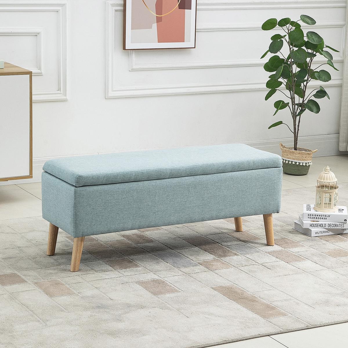 TRUHENBANK scandinavia Polyester Holz Hellgrün - Grün, Kunststoff (39/45/110cm) - HOMCOM