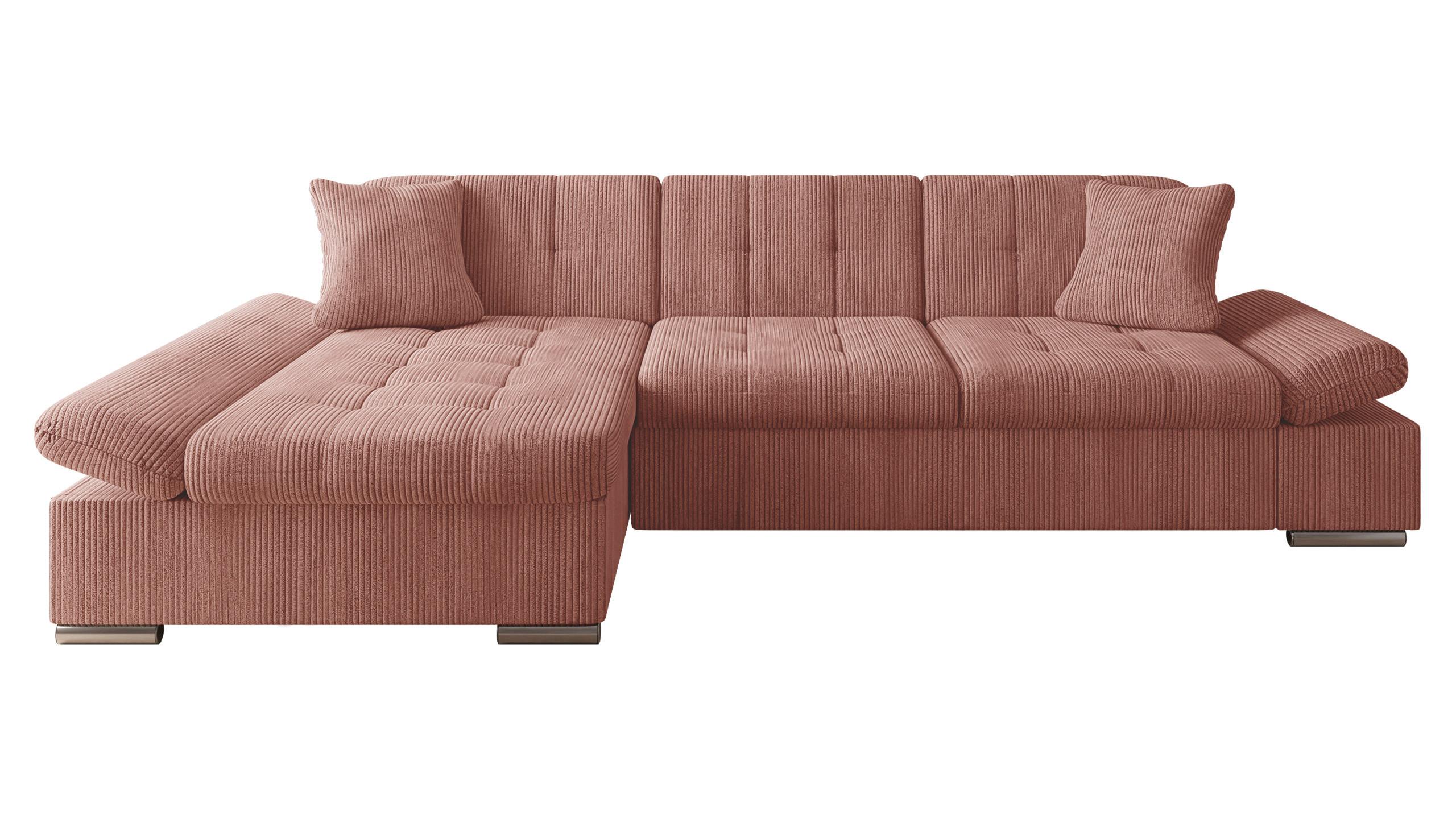 ECKSOFA Montana Cord, Seite: Links - Dunkelrosa, Holz/Textil (278/161cm) - MIRJAN24