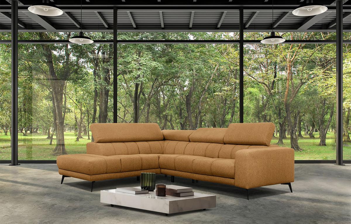 ECKSOFA MORELLO 5-Sitzer, orange - Schwarz/Orange, Holzwerkstoff/Textil (158/269cm) - Wozimo