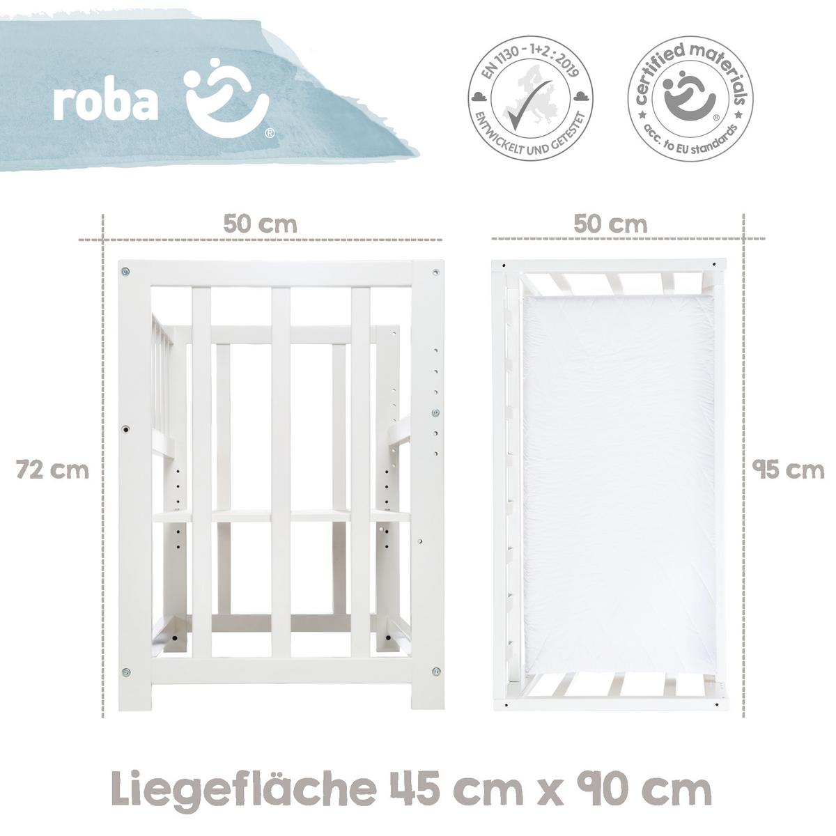BEISTELLBETT Indibär 4in1 Set 90 x 45 cm - Taupe/Weiß, Holzwerkstoff (45/90cm) - Roba