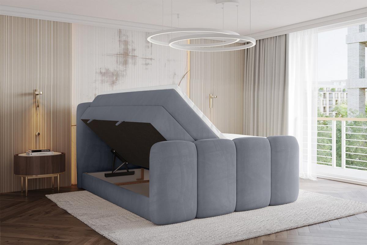 BOXBETT mit Matratze H3|H4 und Lattenrost - NINA-Z KING - 200x200 cm Casablanca - Grau - Anthrazit, Holzwerkstoff (200/200cm) - ALTDECOR
