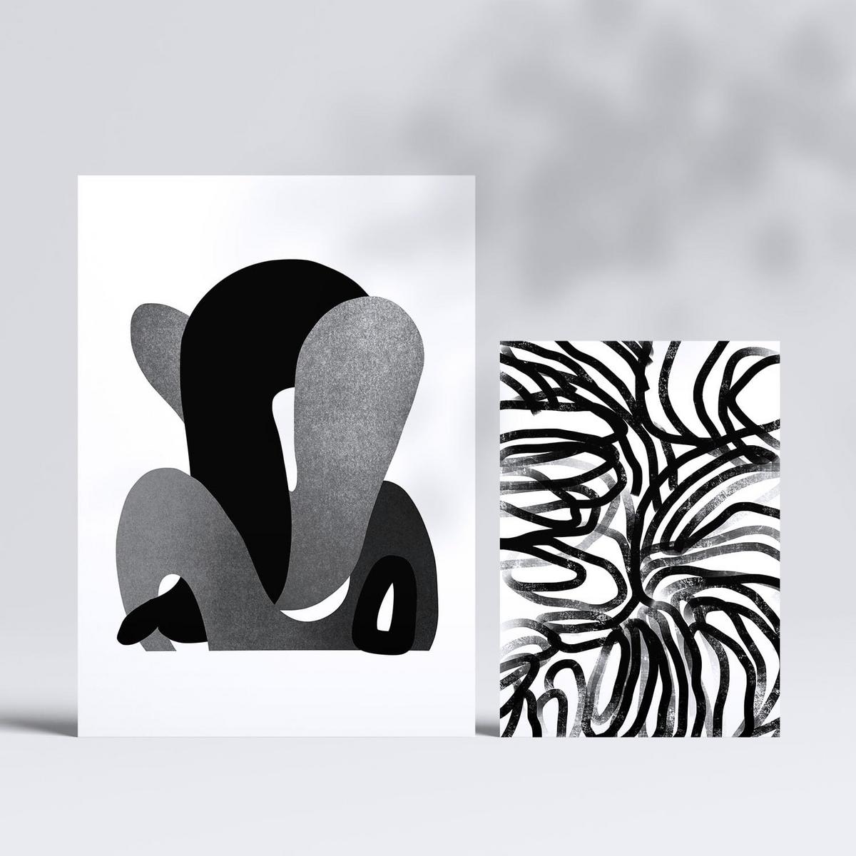 POSTER Set Mit 6 Kaput Handwerk In Liebhaber Abstrakt Ästhetische Dekorative Gemälde Für Ihr Wohnzimmer, Schlafzimmer, Zuhause A3 & A4 Rahmenlos - Klar, Papier (29/3cm) - Nacnic