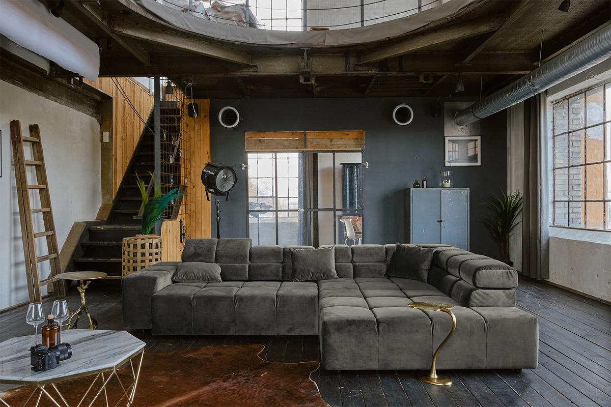 ECKSOFA MIT MOTORISCHEM SITZVORZUG NEVADA Grau Velvet Relaxfunktion - Schwarz/Grau, Textil (319/215cm) - KAWOLA