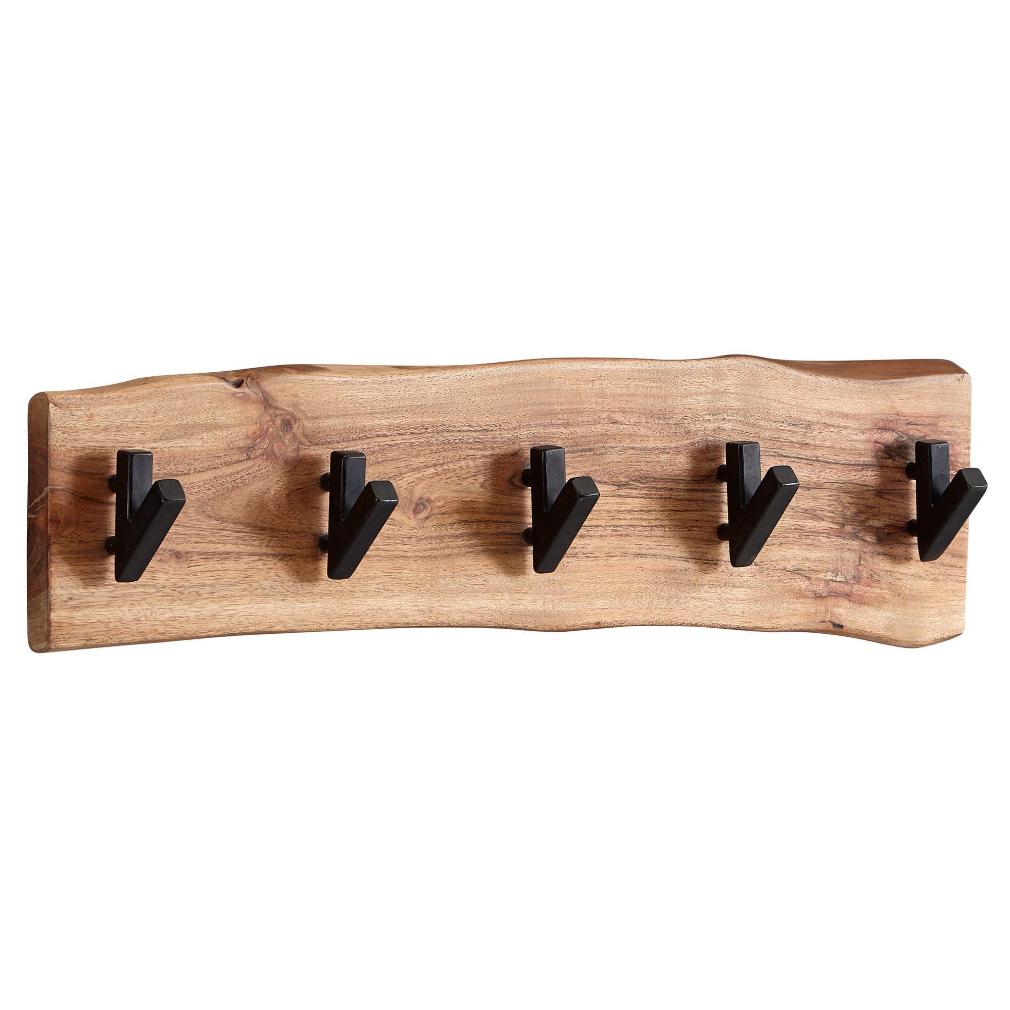 WANDGARDEROBE Akazie Massivholz Metall Modern 60x17x9 cm mit Naturkante - Beige, Holz (60/17/9cm) - KADIMA DESIGN