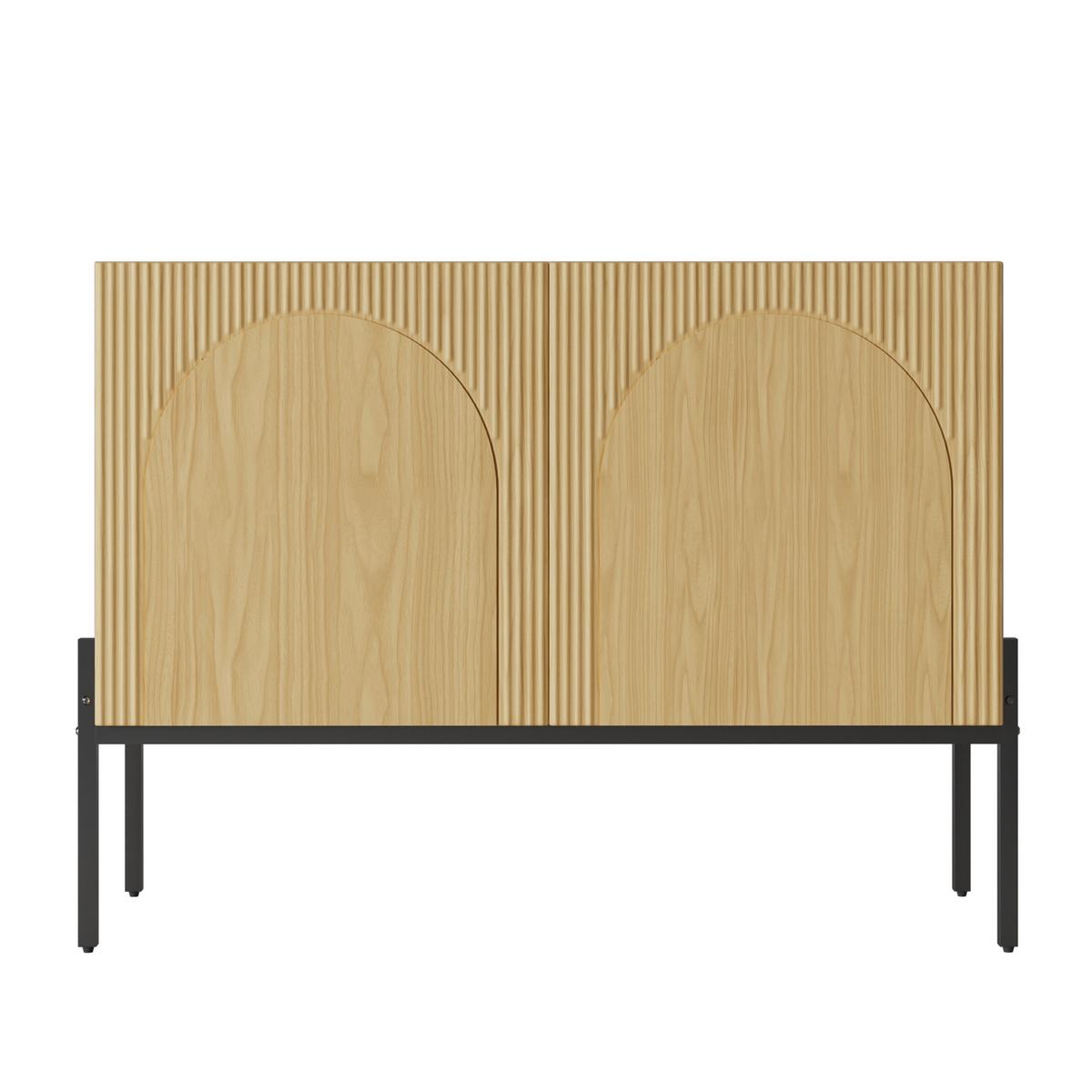 SIDEBOARD 100cm mit Bogendesign, 2 Türen, Metallbeine - Naturfarben, Holzwerkstoff (100/75/40cm) - Urban Meuble