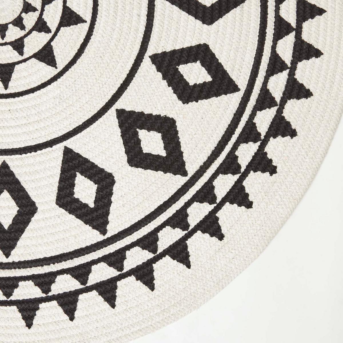 TEPPICH Lia geflochten mit Mandala-Muster rund 90 cm - Schwarz, Textil (90/90cm) - Homescapes