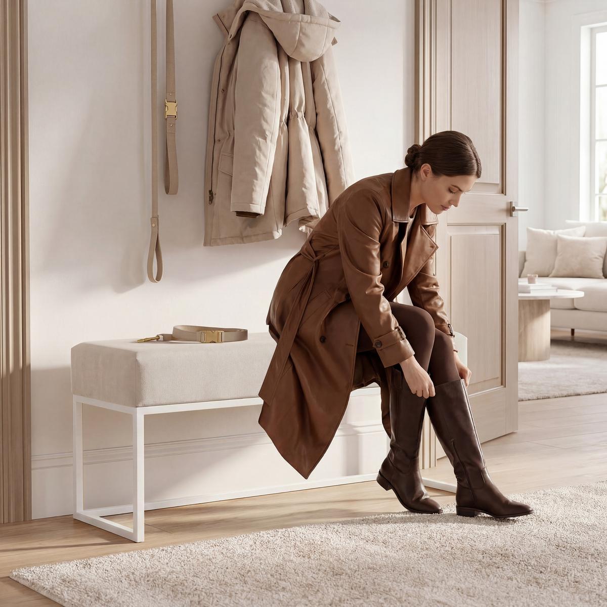 POLSTERBANK PURE 100 cm Metallgestell, Weiß / Beige - Beige, Textil/Metall (100/44/30cm) - Idohome