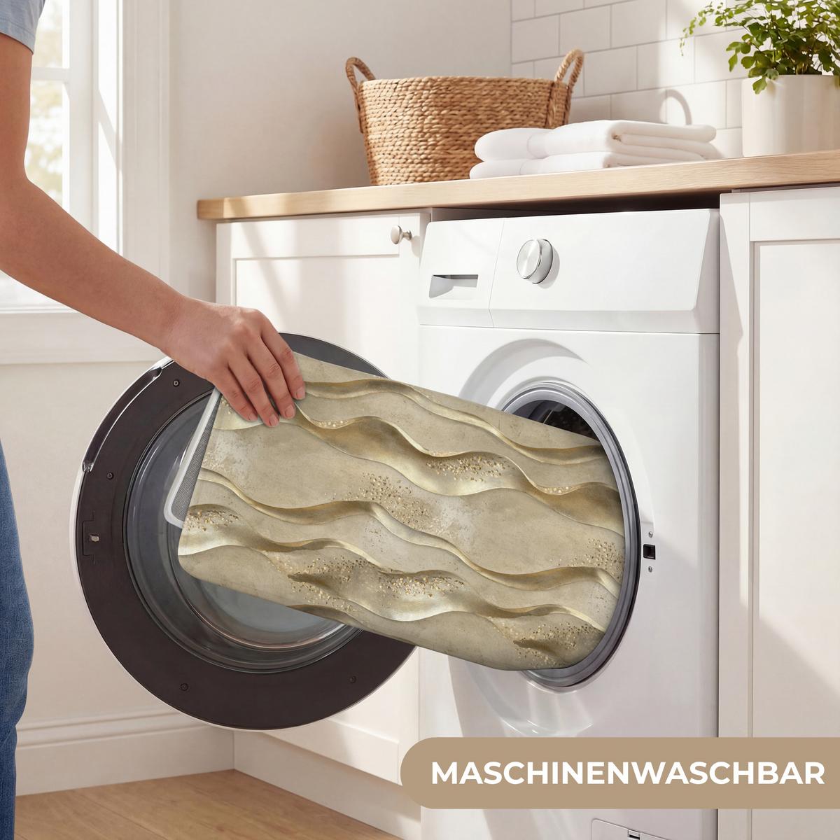 BADEMATTE Wellen - Muster - Gold 90x60 cm - Messingfarben, Textil (90/60cm) - OnlyWow