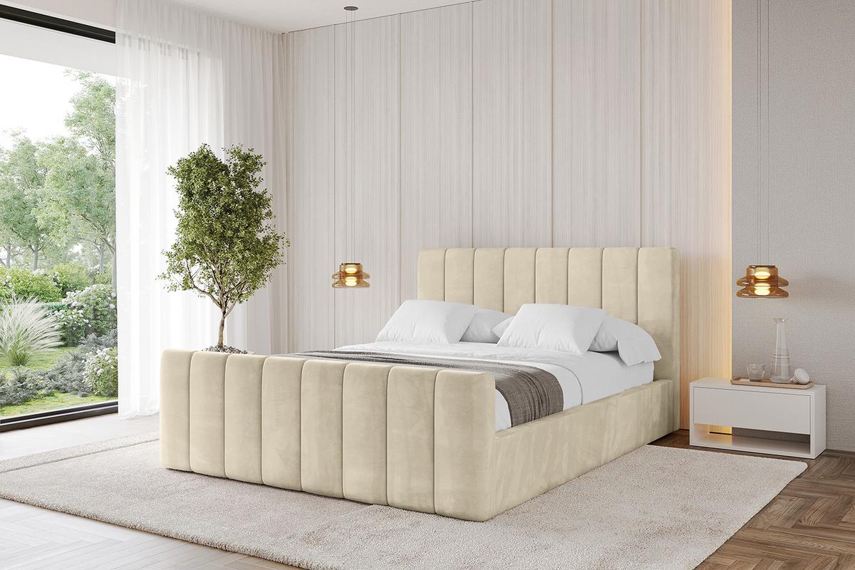 POLSTERBETT mit Bettkasten, Fußteil und Lattenrost, Boxbett mit Matratze H3/H4 - STERA-Z 160x200 Beige - Cappuccino, Holzwerkstoff/Textil (160/200cm) - ALTDECOR