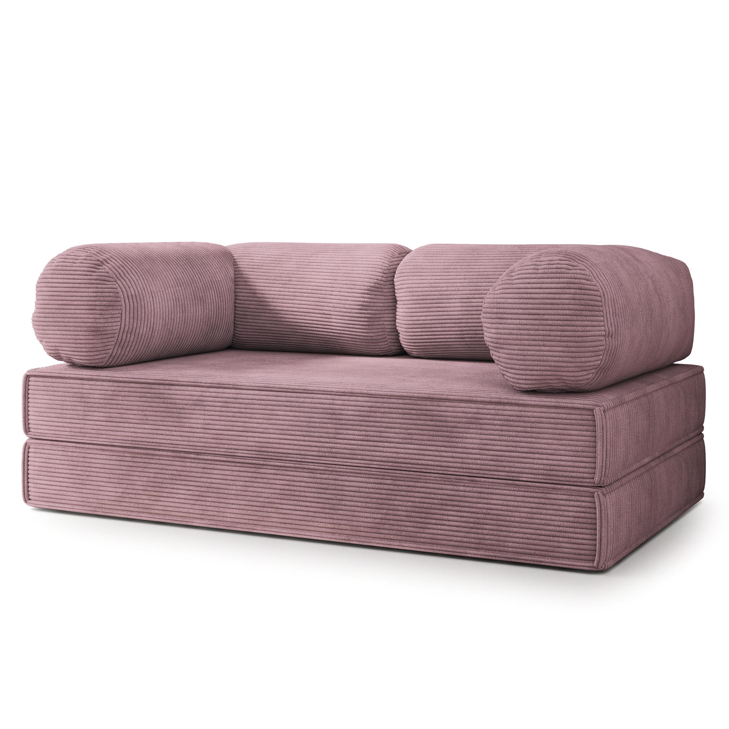 BETTSOFA ALVIO aus Schaumstoff Kordstoff Lila Schlaffunktion - Lila, Textil (170/68/80cm) - MASSENO