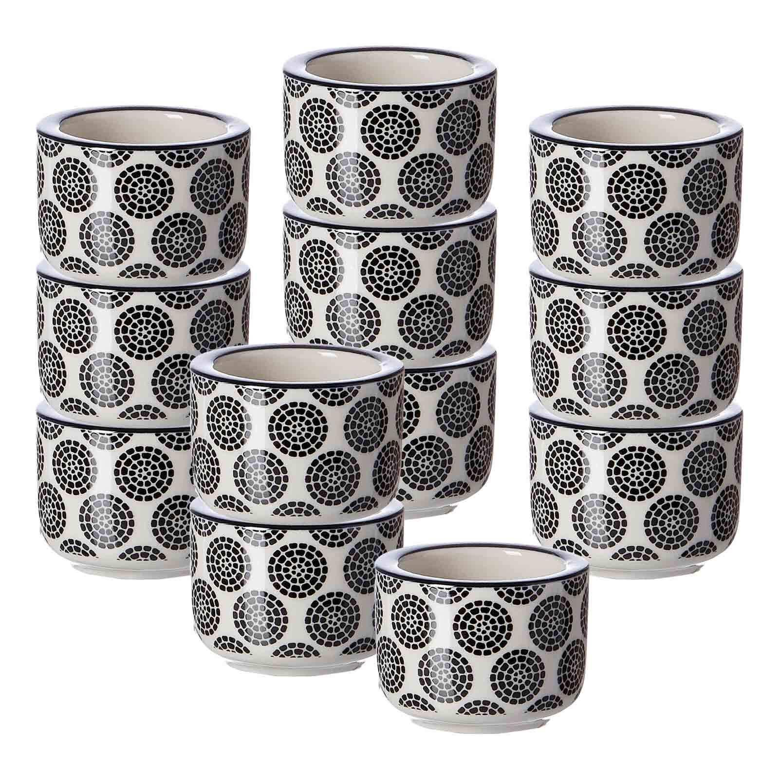 TEELICHTHALTER Takeo Circles schwarz-weiß ø 6 cm 12er Set - Schwarz/Weiß, Keramik (6/4cm) - Ritzenhoff Breker