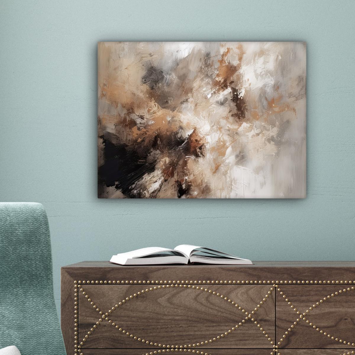 LEINWANDBILD Farbe - Abstrakt - Beige - Kunst Wandbild 40x30 cm - Greige, Textil (40/30cm) - MuchoWow