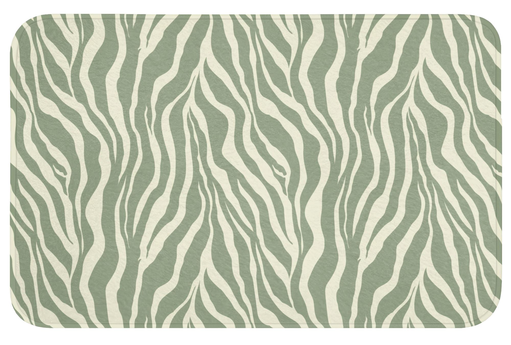 BADEMATTE Zebra - Motiv - Grün Badvorleger 80x50 cm - Salbeigrün, Textil (80/50cm) - OnlyWow