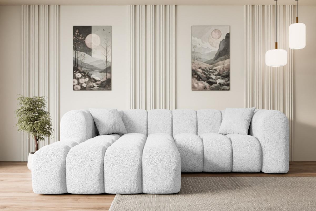 ECKSOFA Ottomane Links OLEA-L1 - 231x173x74 cm Weiß - Schwarz/Weiß, Holzwerkstoff/Kunststoff (190/242cm) - ALTDECOR