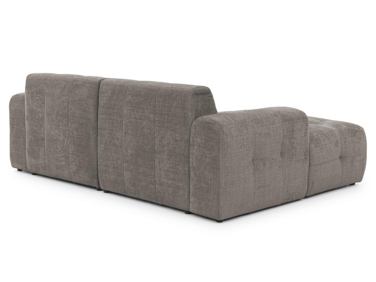 ECKSOFA Kozy im Bumpy-Design mit fester Rückenlehne aus weichem Taupe Chenille-Stoff - Ottomane links - Taupe/Schwarz, Holz/Kunststoff (161/234cm) - S-Style
