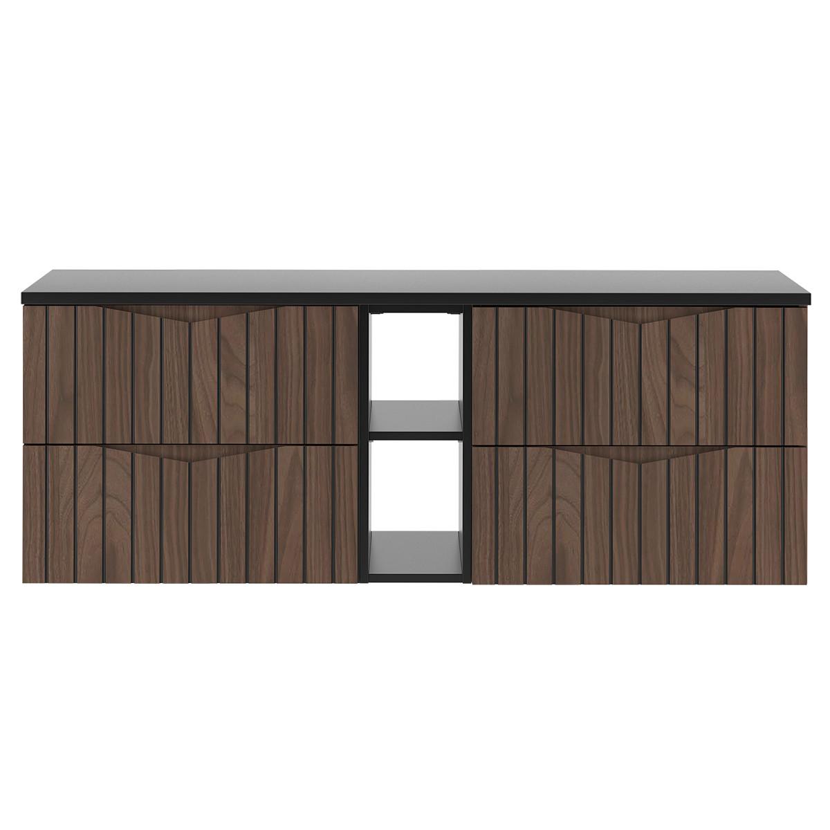 WASCHTISCHUNTERSCHRANK 140.6cm Siena Holz und Schwarz - Schwarz, Holzwerkstoff (140.6/52.2/46.5cm) - Petits-meubles