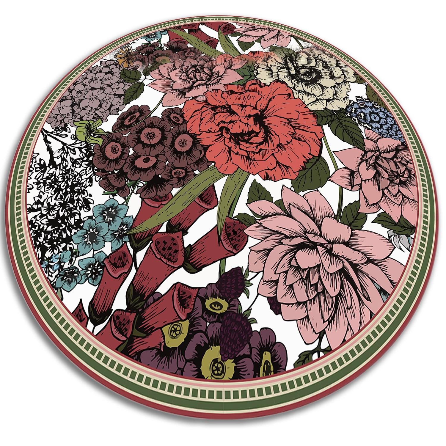 VINYL TEPPICH Ø50 cm Vielfältige Blumen - Rot, Kunststoff (50/50cm) - TULUP