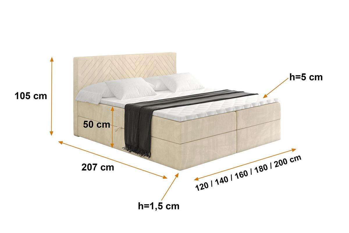 BOXBETT mit Matratze H4 und Lattenrost - VEXA - 180x200 - Beige Monolith - Beige, Holzwerkstoff/Kunststoff (180/200cm) - ALTDECOR