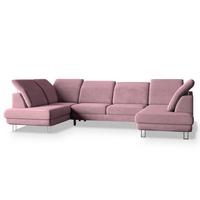 WOHNLANDSCHAFT TERAMO Lila Velours-Stoff mit Schlaffunktion - Lila/Silberfarben, Holz/Textil (316/88/193cm) - MASSENO