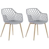 ESSZIMMERSTUHL 2er-Set Kunststoff Grau Nashua - Grau, Kunststoff/Metall (50/86/51cm) - Beliani