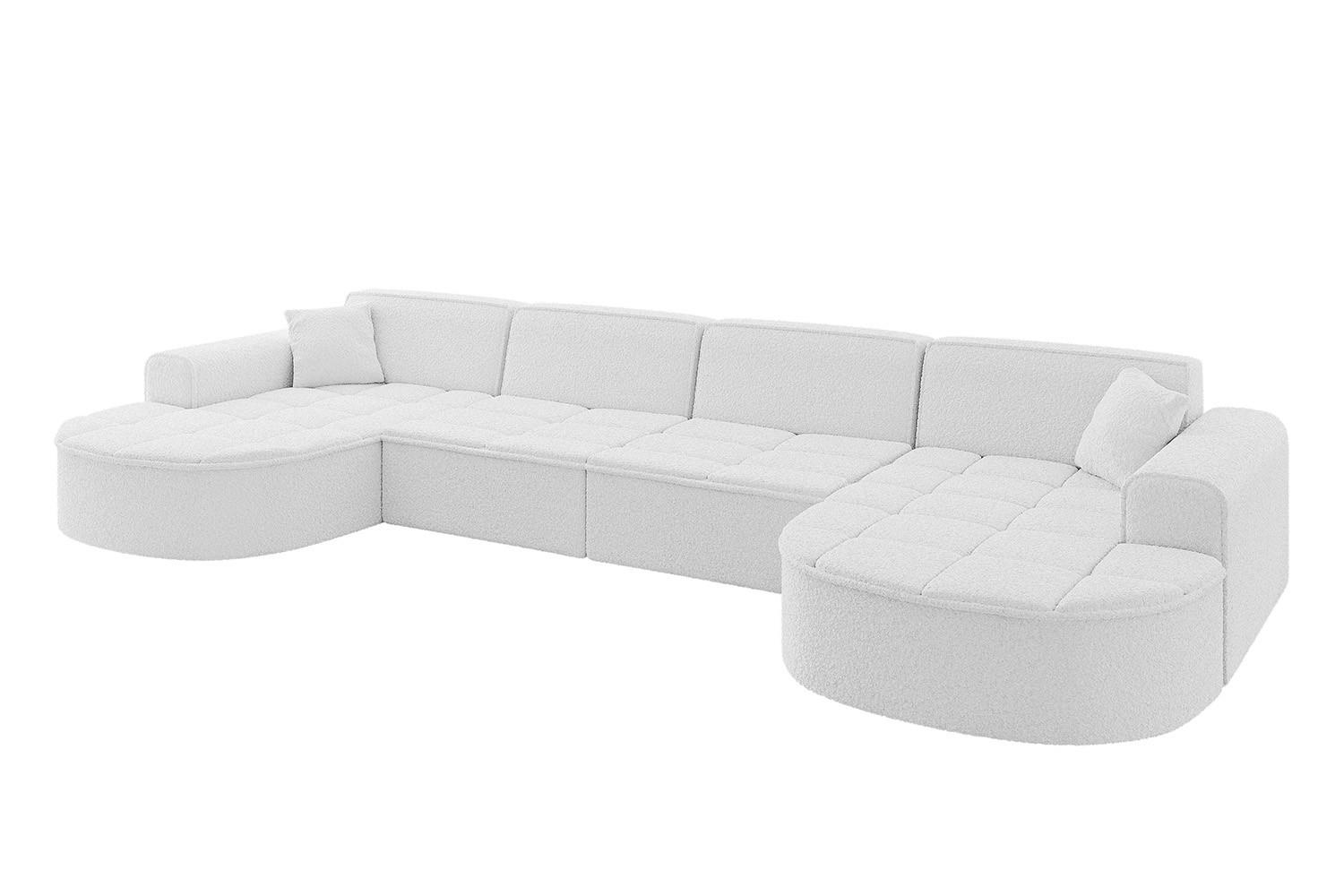 WOHNLANDSCHAFT TARO-U2 - 388x171x79,5 cm Weiß - Weiß, Holzwerkstoff/Textil (388/79.5/171cm) - ALTDECOR
