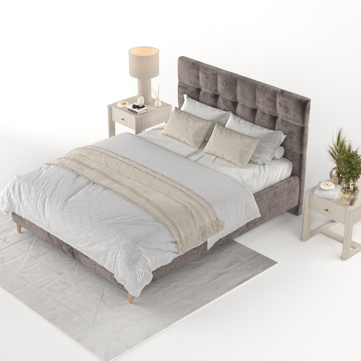 POLSTERBETT Cora 180/200 cm Braun im Lotta Stoff - Naturfarben/Braun, Holz/Holzwerkstoff (180/200cm) - AltaBeds