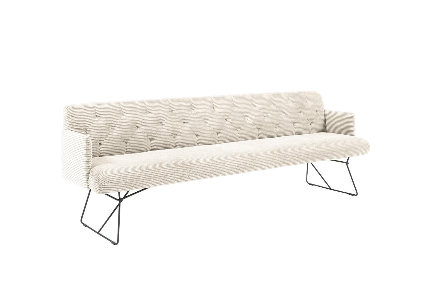 ESSZIMMERBANK CHARME Cremeweiß Cord - Creme, Textil (246/85/69cm) - KAWOLA