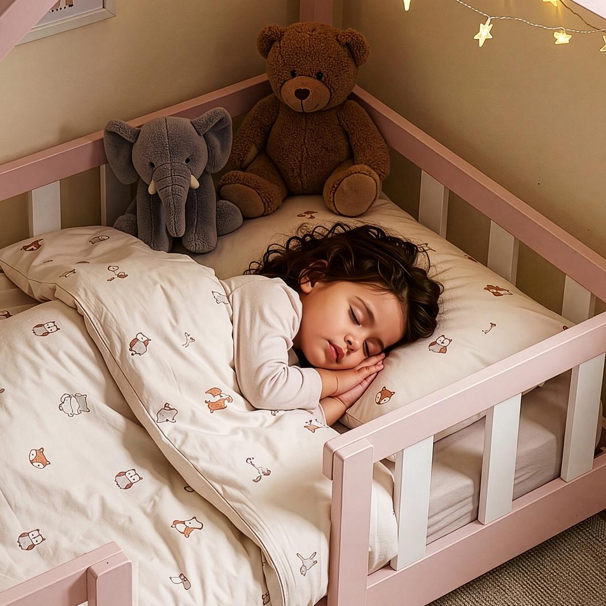 HAUSBETT Treviolo - Pink/Weiß, Holz (70/140cm) - [en.casa]