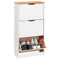 SCHUHSCHRANK BASIL weiß/braun - Weiß/Braun, Holz (59/116/25cm) - IDIMEX