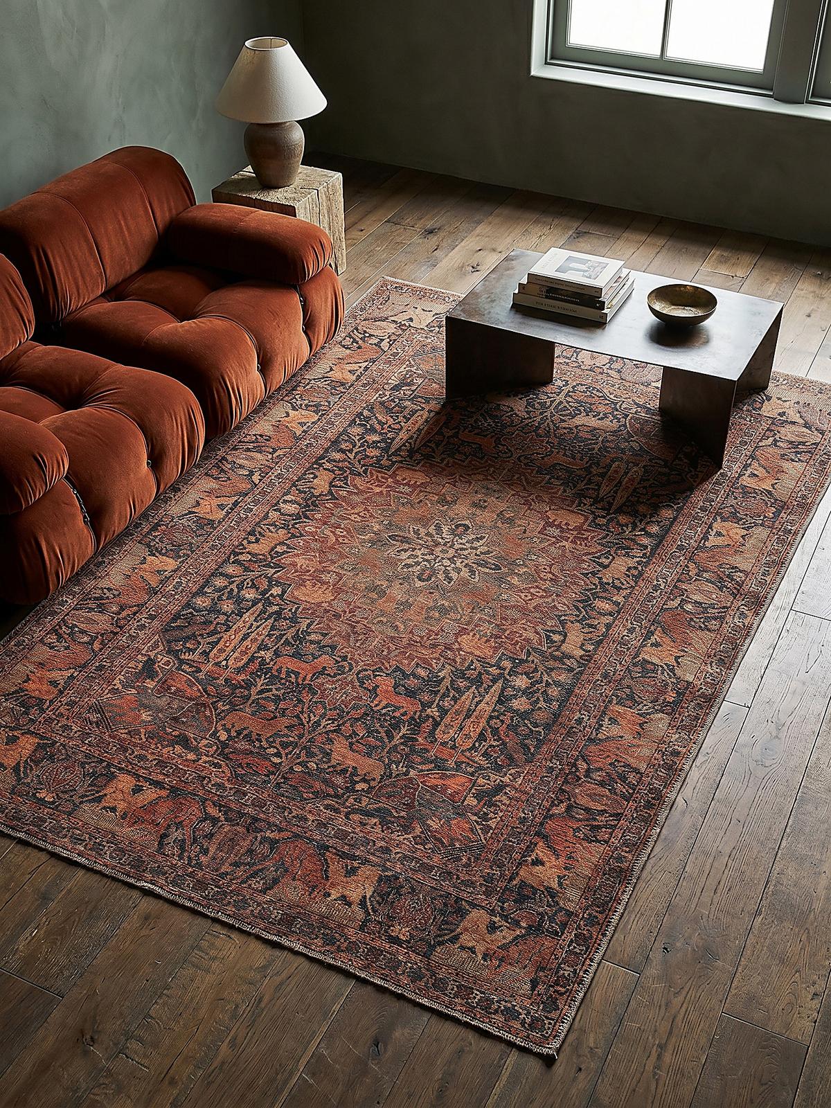 TEPPICH Waschbar HURST, orientalisch mit Medaillon, aus Polyester, Rot, 152 x 230 cm - Rot, Textil (230/152cm) - KADIMA DESIGN